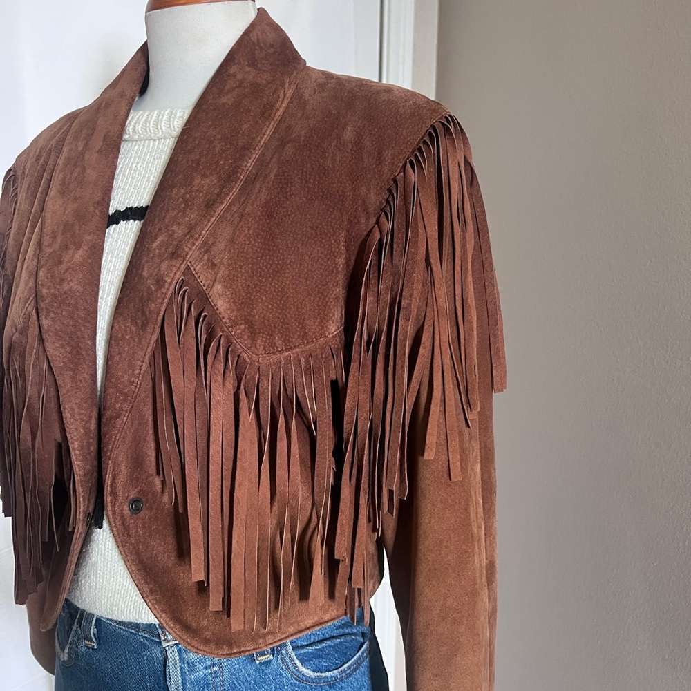 Vintage Ann Taylor Suede Fringe Jacket - Picture 4 of 15